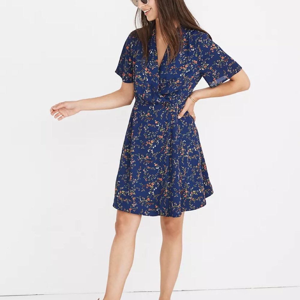 Madewell Amaranth Wrap Dress in Moonless Floral